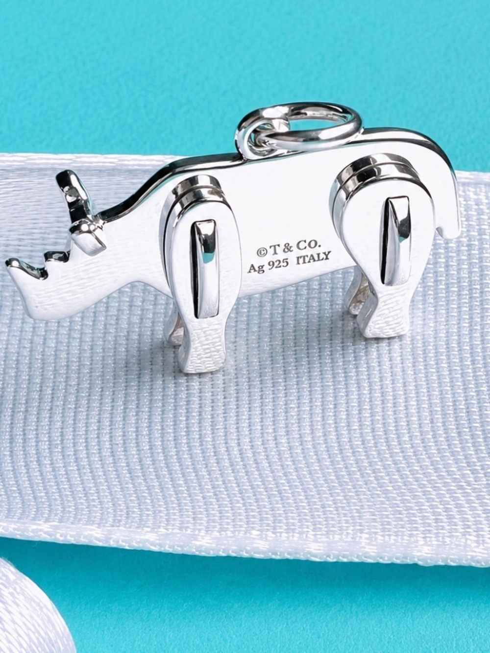 Tiffany & Co Mini Save the Wild Rhino Charm Pendant Silver
